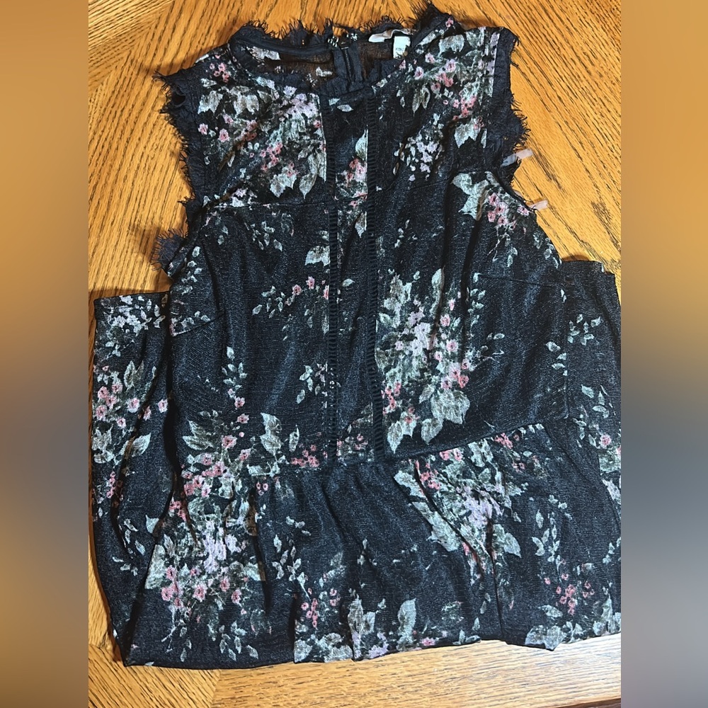 Floral Black Sleeveless Dress